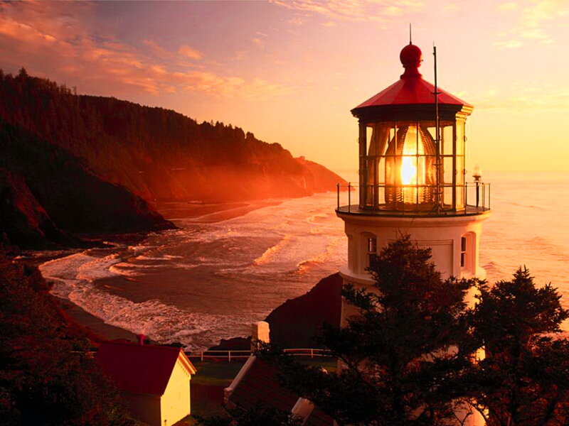 Lighthouse on Coast — Orange