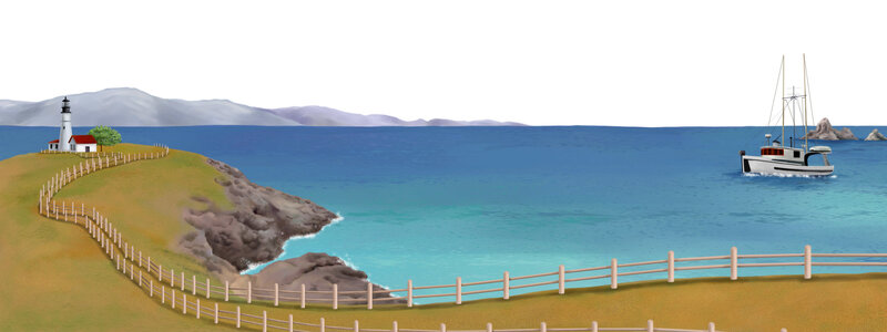 Lighthouse on Coastal Cliff — Blue, Serene, Morning