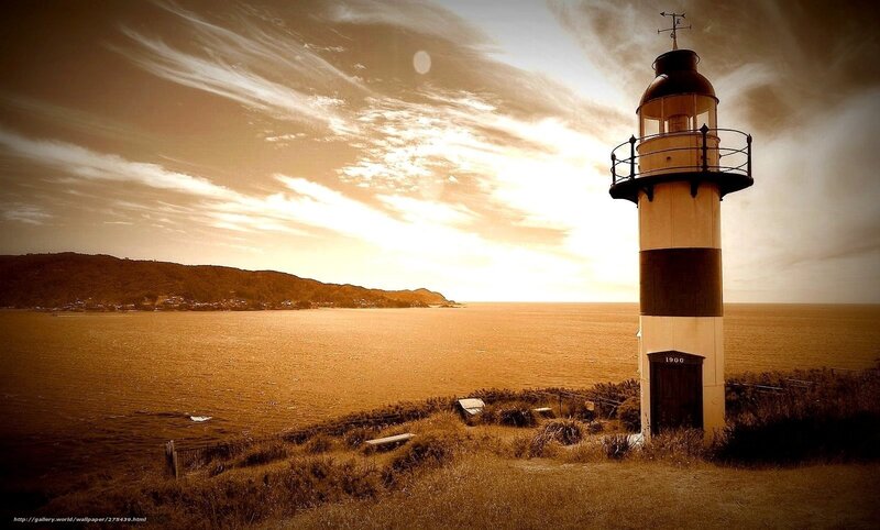 Lighthouse on Coastal Cliff — Brown