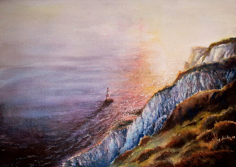 Lighthouse on coastal cliffs