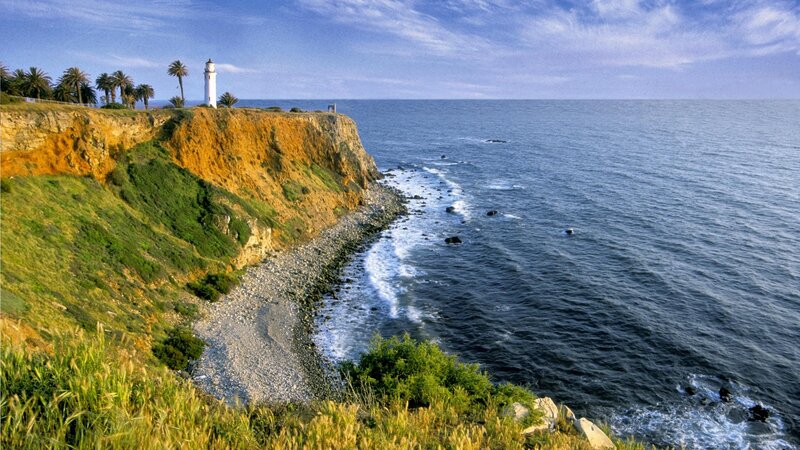 Lighthouse on coastal cliffs