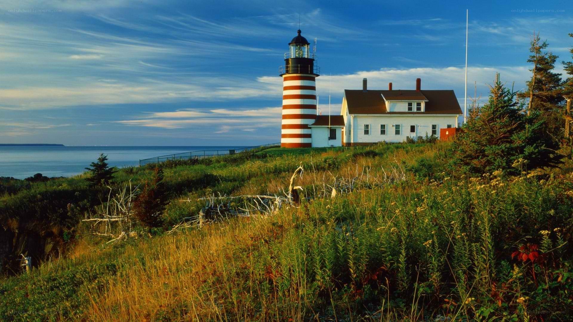 lighthouse on coastal hill
