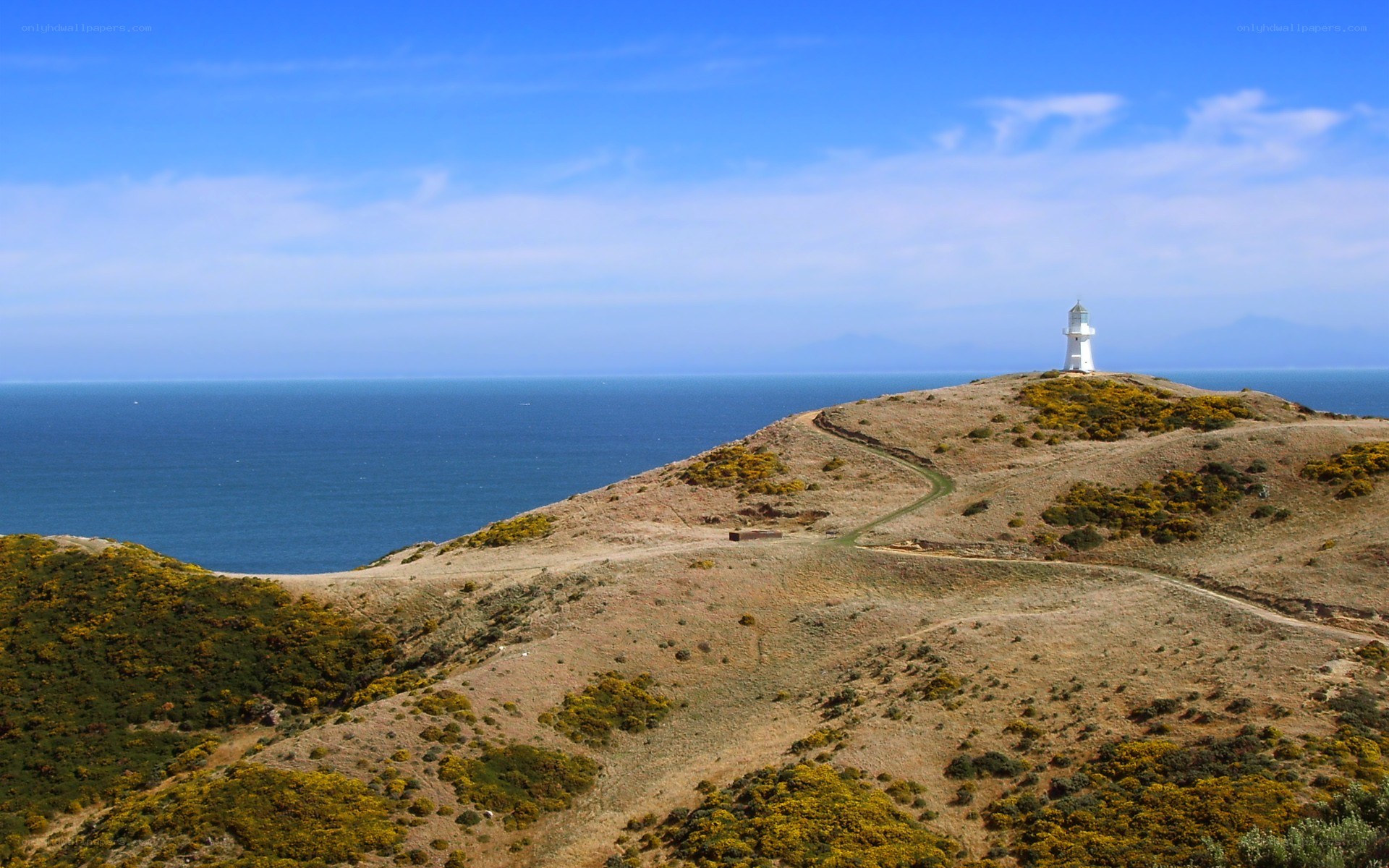 lighthouse on coastal hill