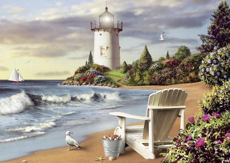 Lighthouse on Coastal Island