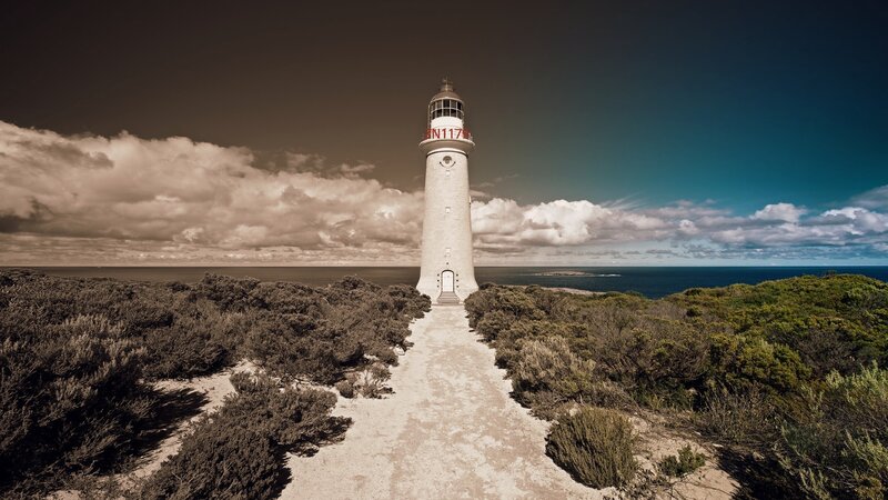 Lighthouse on Coastal Path — Brown