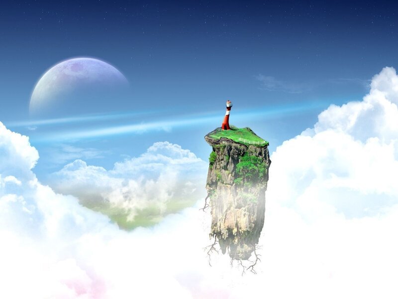 Lighthouse on Floating Island — Blue