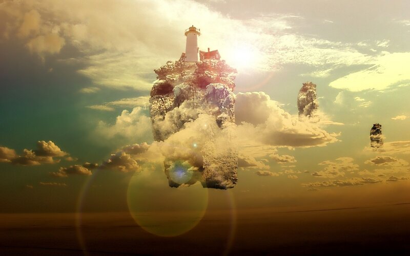 lighthouse on floating island