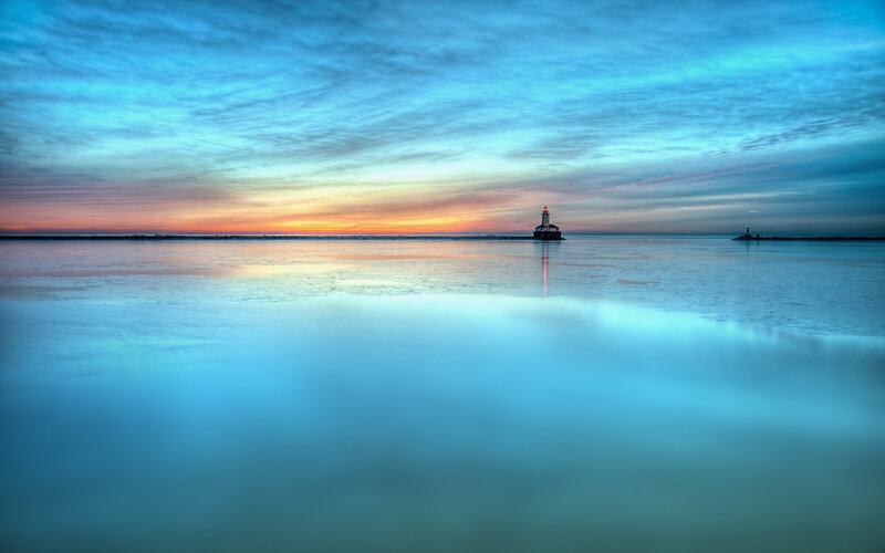Lighthouse on Frozen Lake