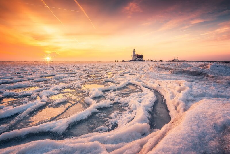 Lighthouse on Frozen Sea — Orange