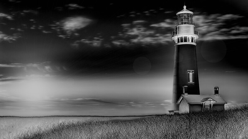 Lighthouse on Grassy Hill — Black