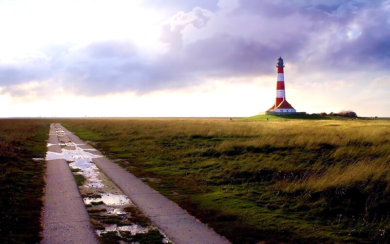 Lighthouse on Grassy Hill — Green, Dramatic