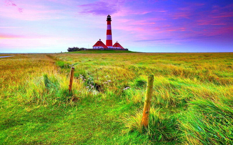 Lighthouse on Grassy Hill — Green, Serene