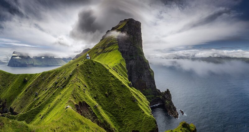 Lighthouse on Green Cliff — Dramatic