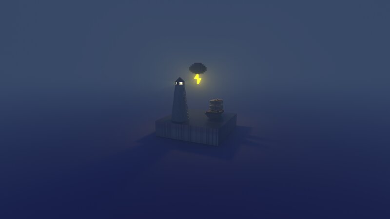 Lighthouse on Island — Blue, Dark, Dramatic