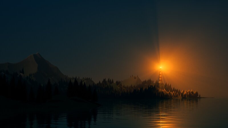Lighthouse on Island — Orange, Serene
