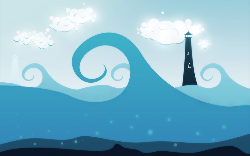 Lighthouse on Ocean Waves — Blue