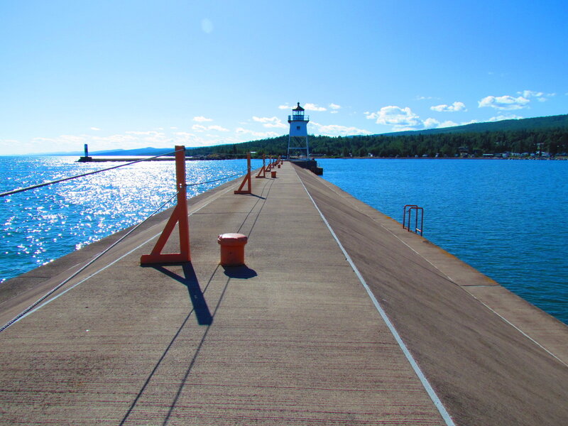 Lighthouse on Pier — Blue, Serene