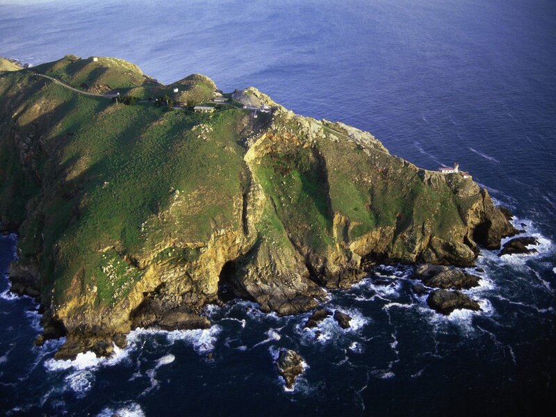 Lighthouse on Rocky Cliff — Green, Dramatic, Afternoon