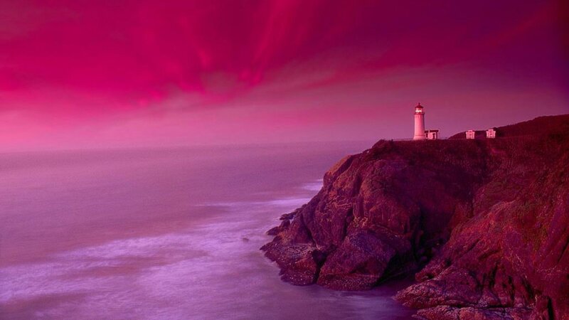 Lighthouse on Rocky Cliff — Magenta