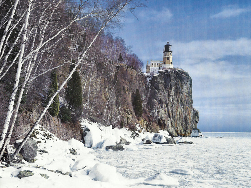 Lighthouse on Rocky Cliff — White, Cold