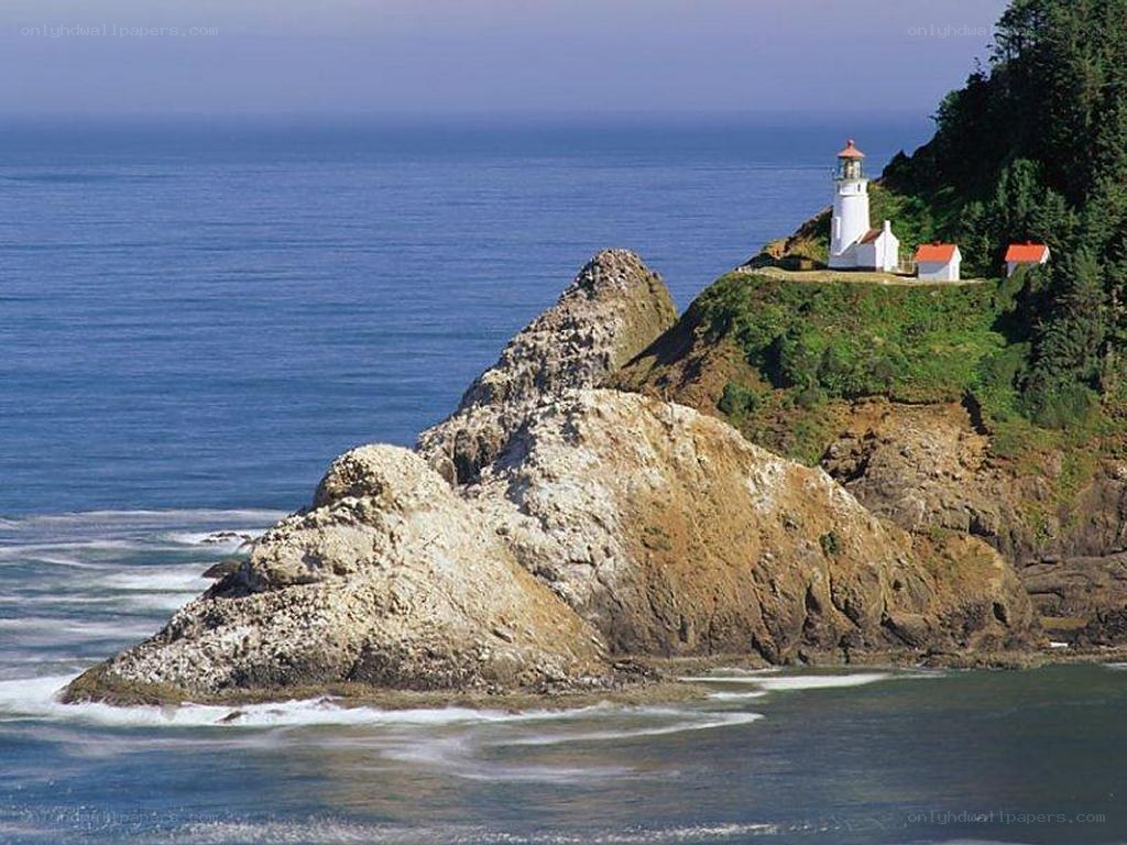 lighthouse on rocky coast