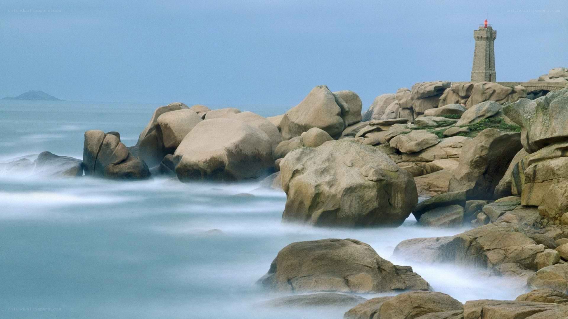 Lighthouse on rocky coast