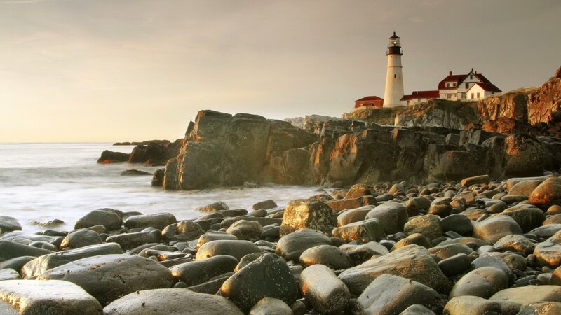 Lighthouse on rocky coast