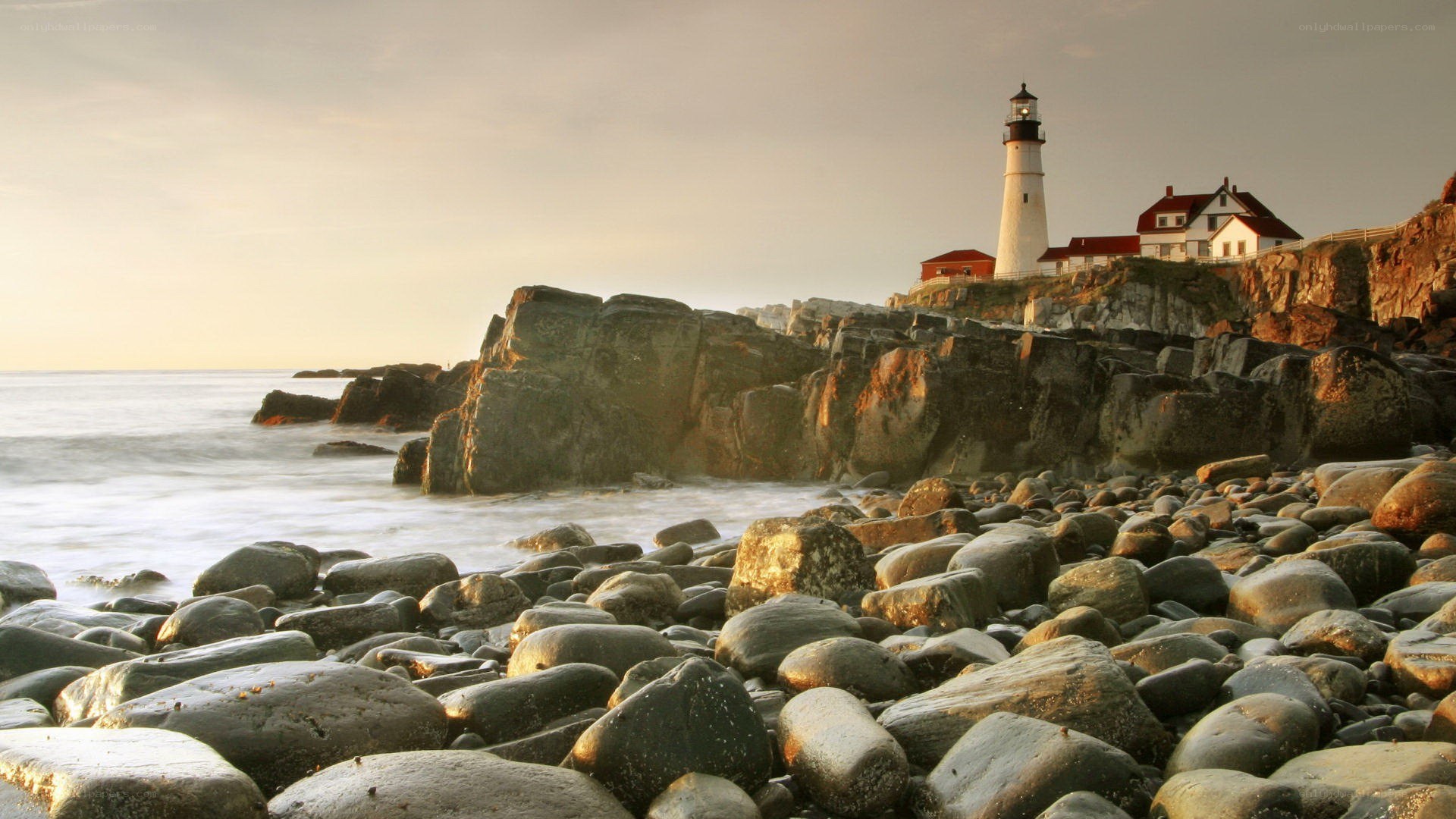 Lighthouse on rocky coast