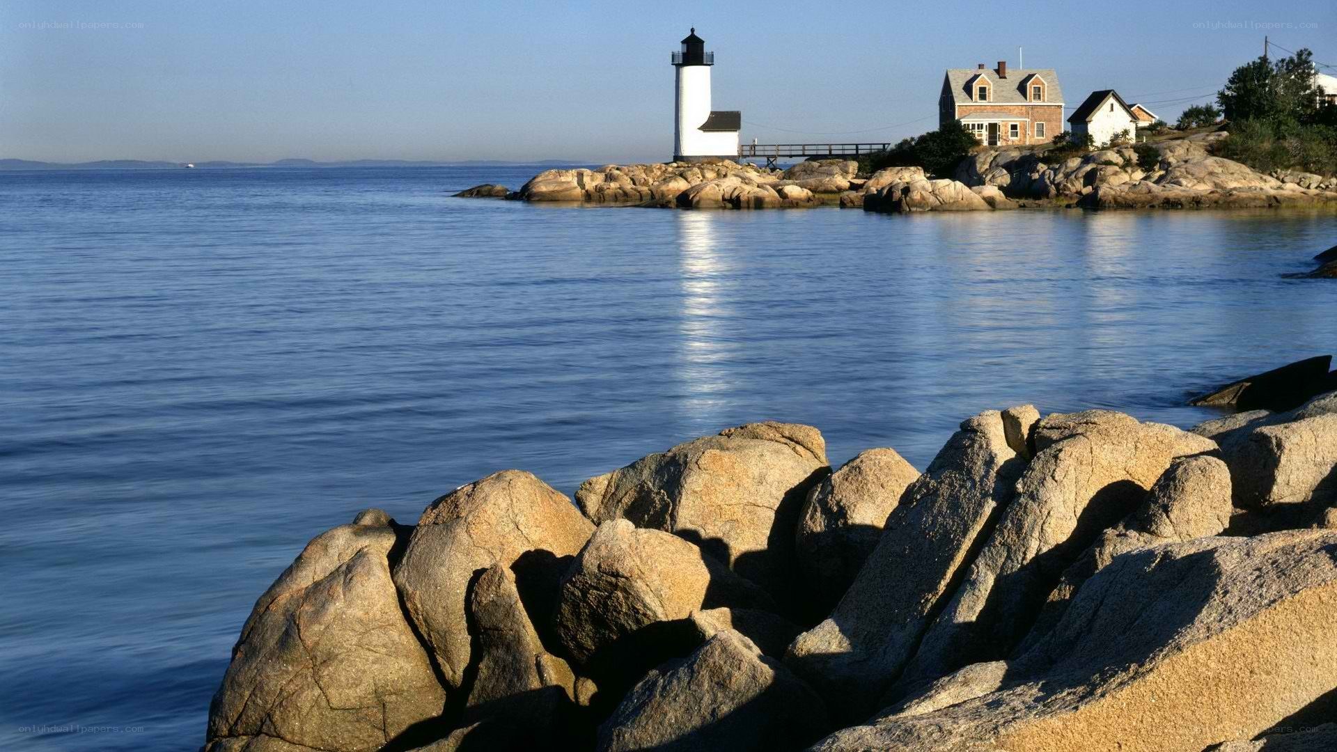 Lighthouse on rocky coast