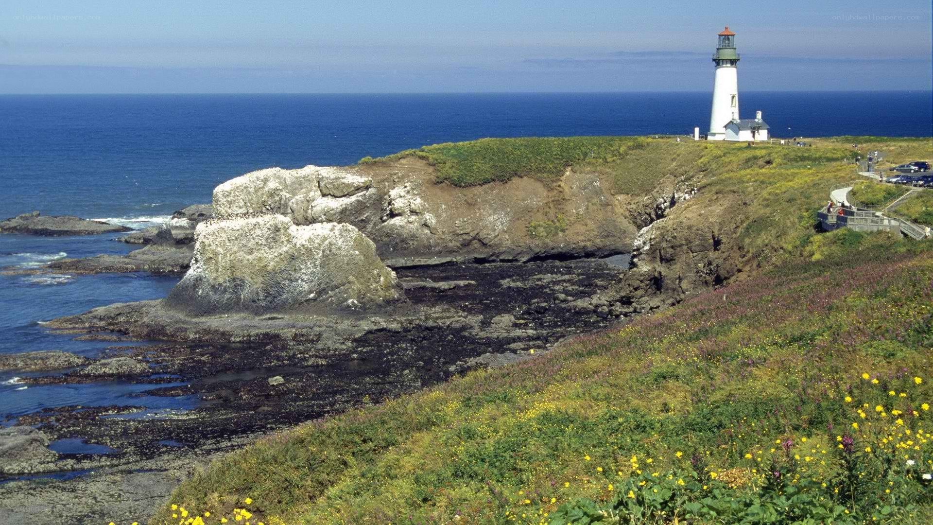 lighthouse on rocky coast