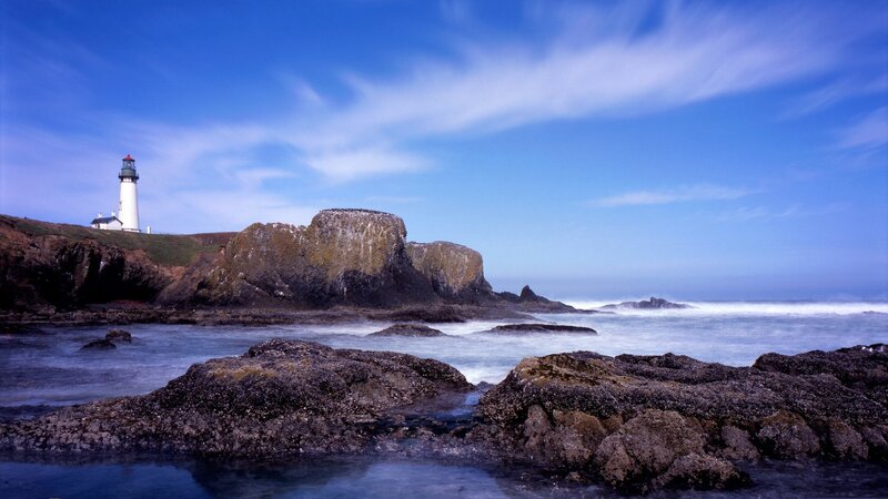 lighthouse on rocky coast