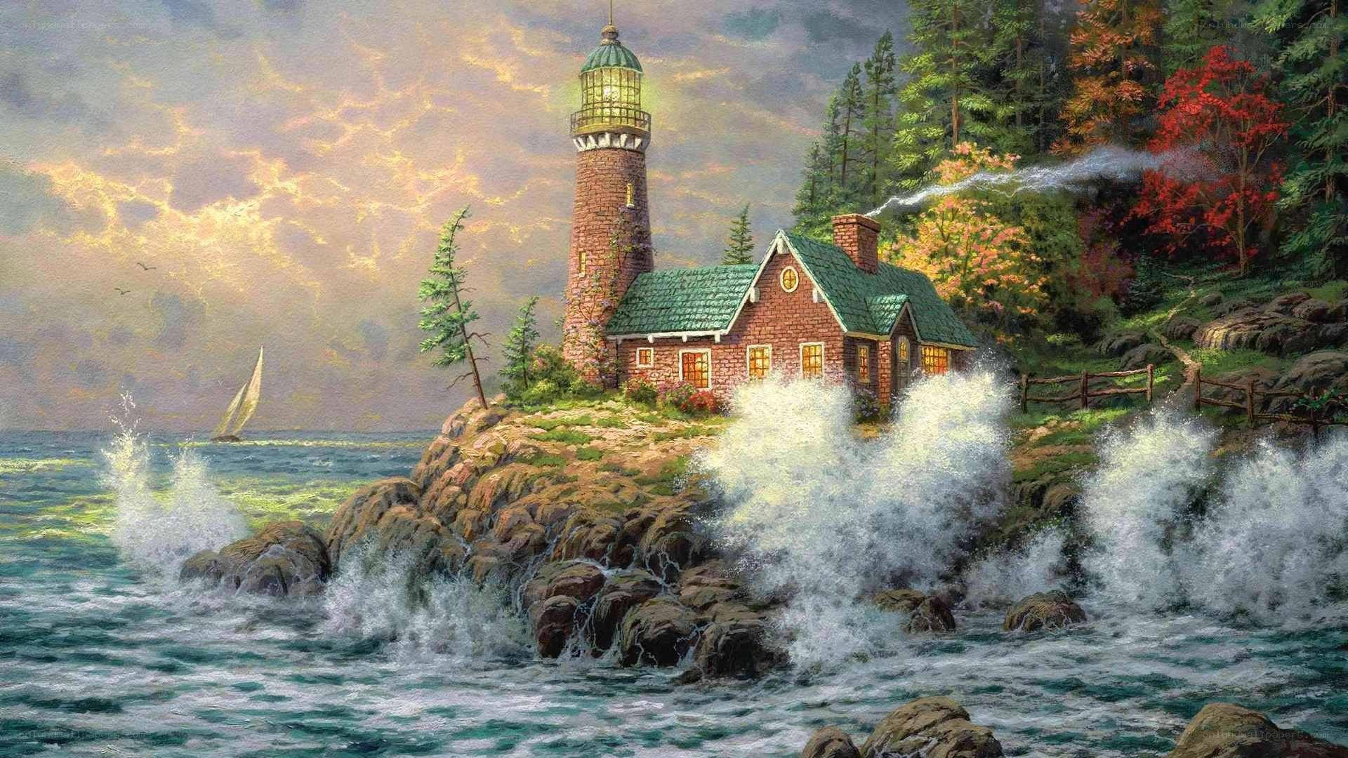 Lighthouse on rocky coast