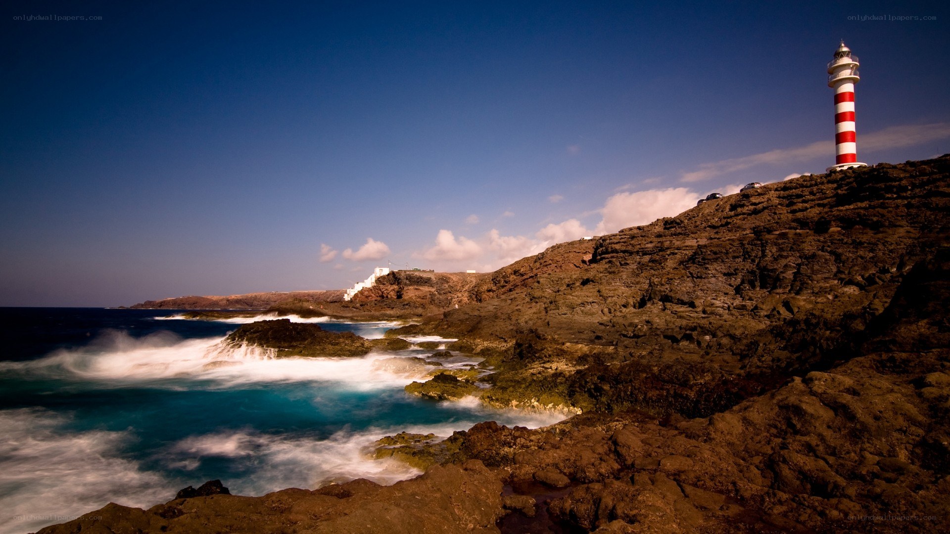 Lighthouse on rocky coast
