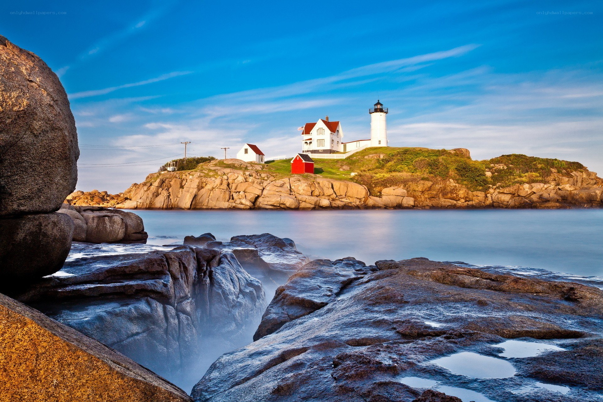 Lighthouse on rocky coast