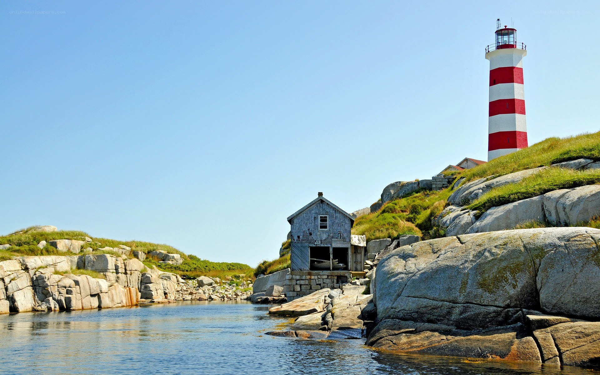 Lighthouse on rocky coast