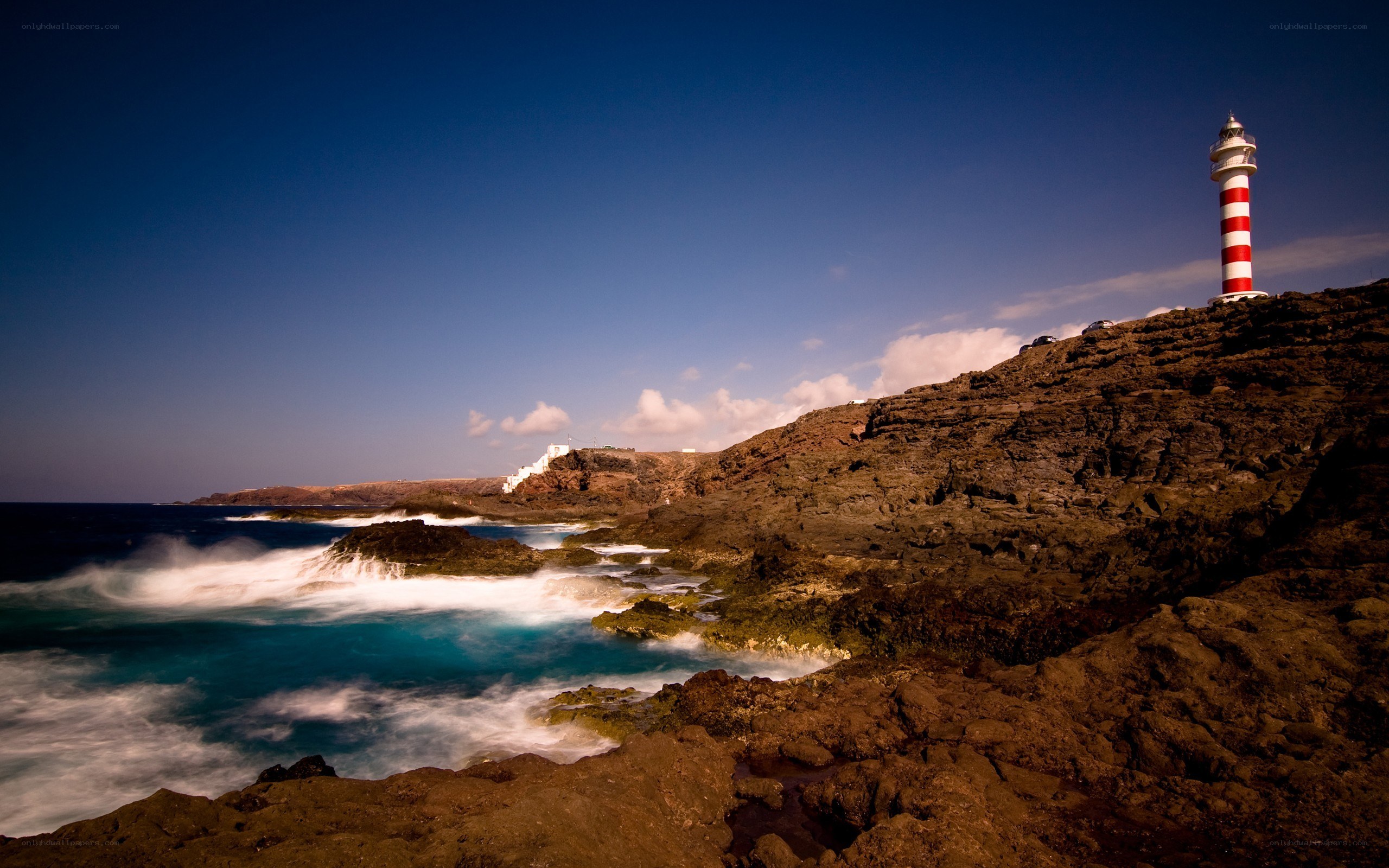 Lighthouse on rocky coast