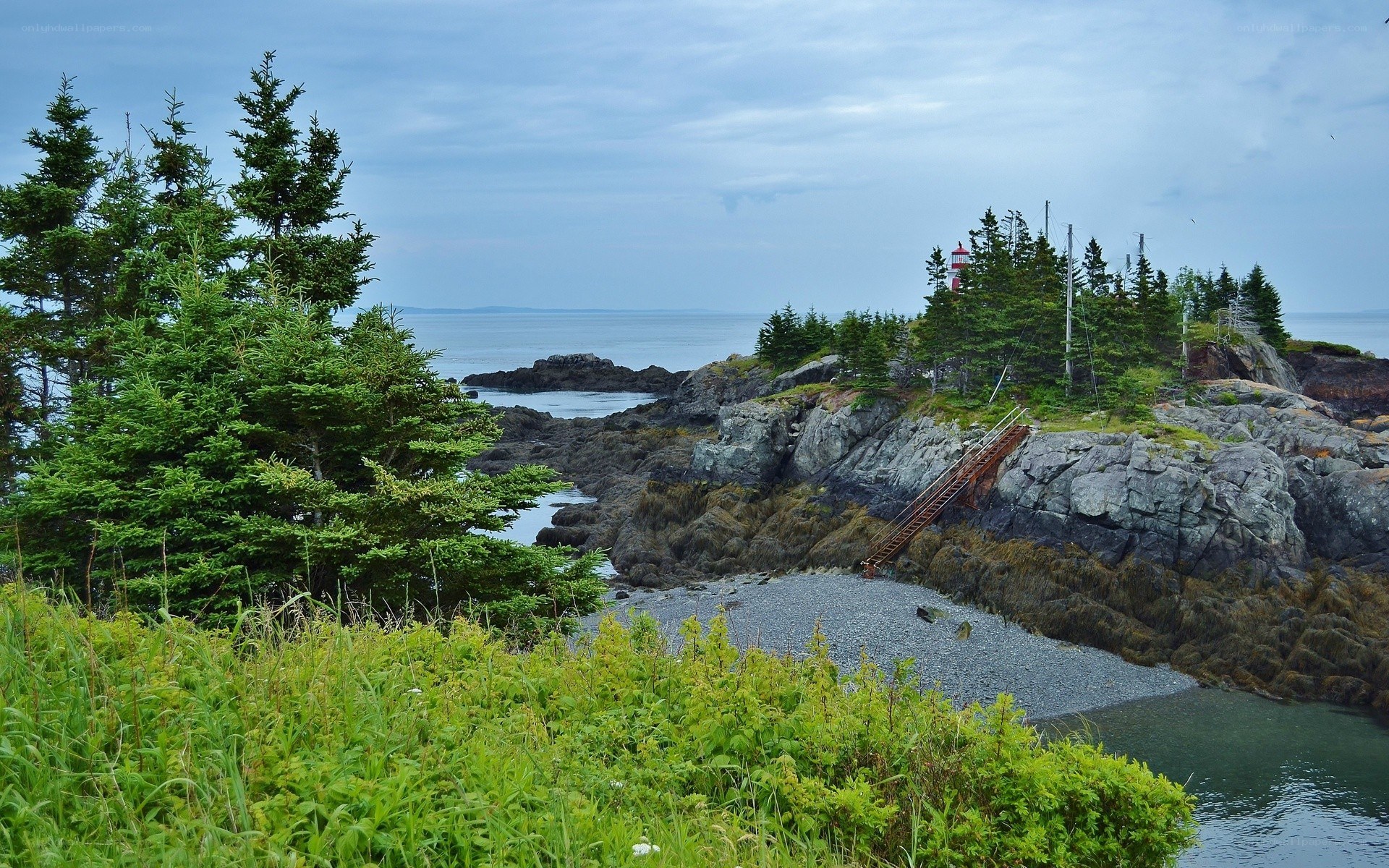 Lighthouse on rocky coast