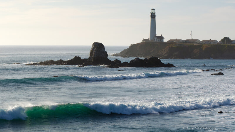 Lighthouse on Rocky Coast — Blue, Serene, Afternoon, Photograph, Ocean, Waves
