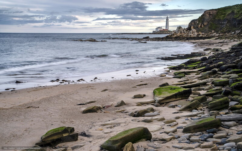 Lighthouse on Rocky Coast — Blue, Serene, Morning