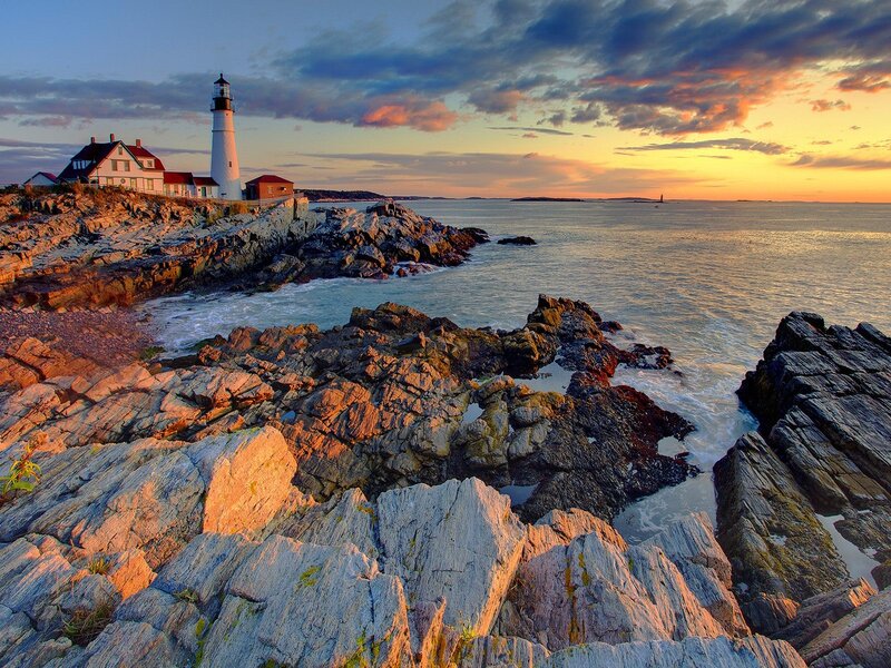 Lighthouse on Rocky Coast — Ocean