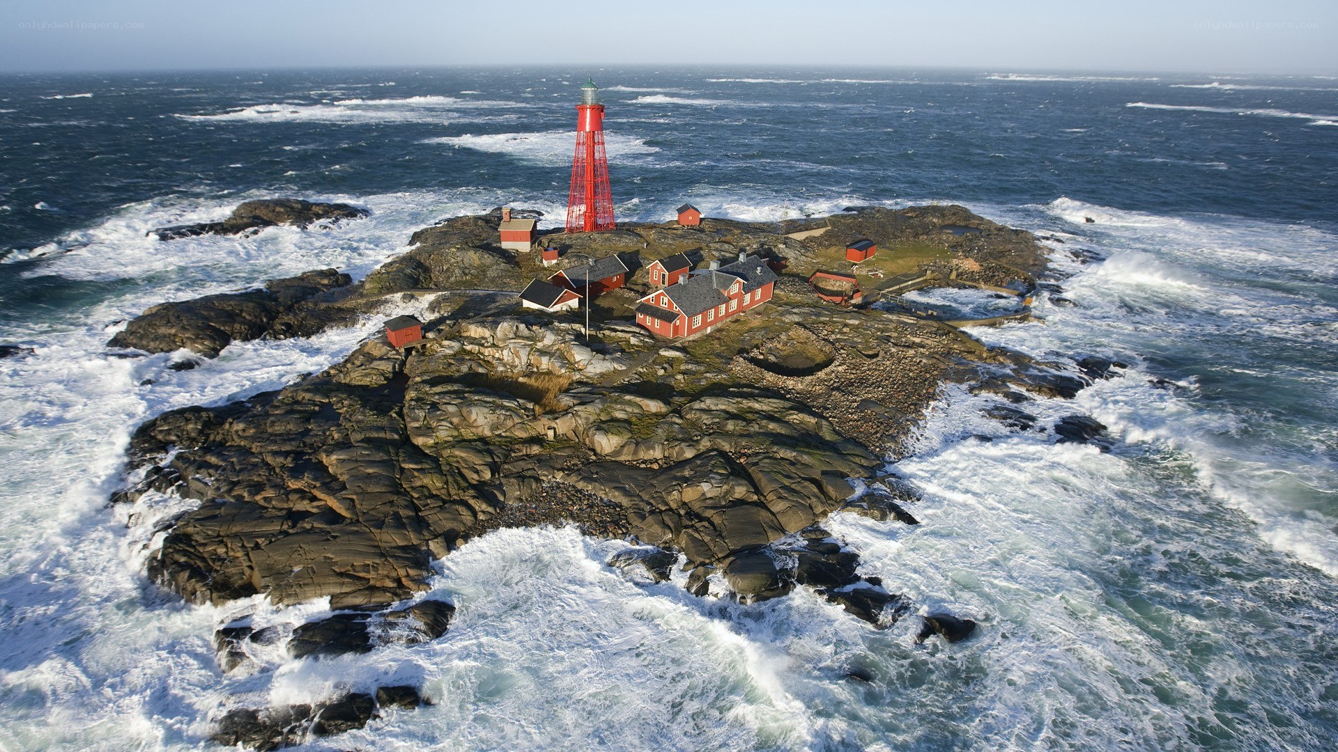 Lighthouse on rocky island