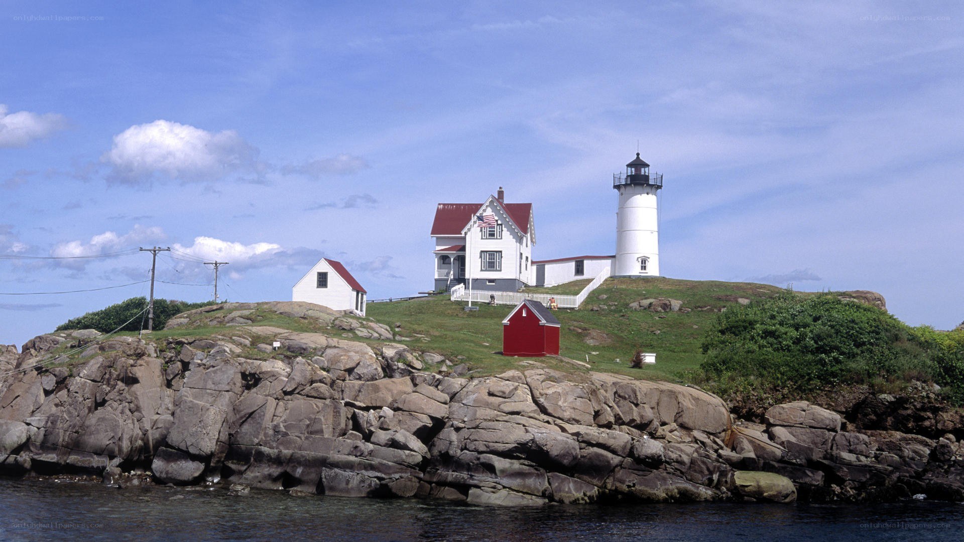 lighthouse on rocky island