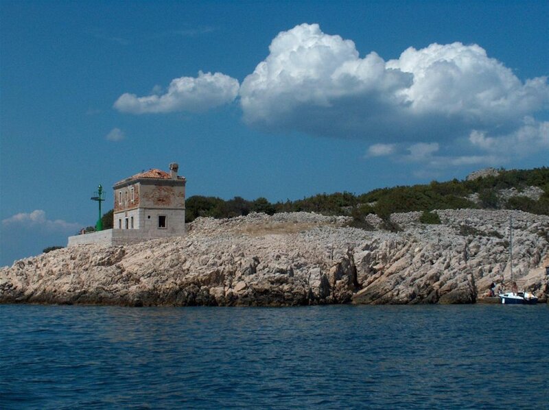 Lighthouse on rocky island