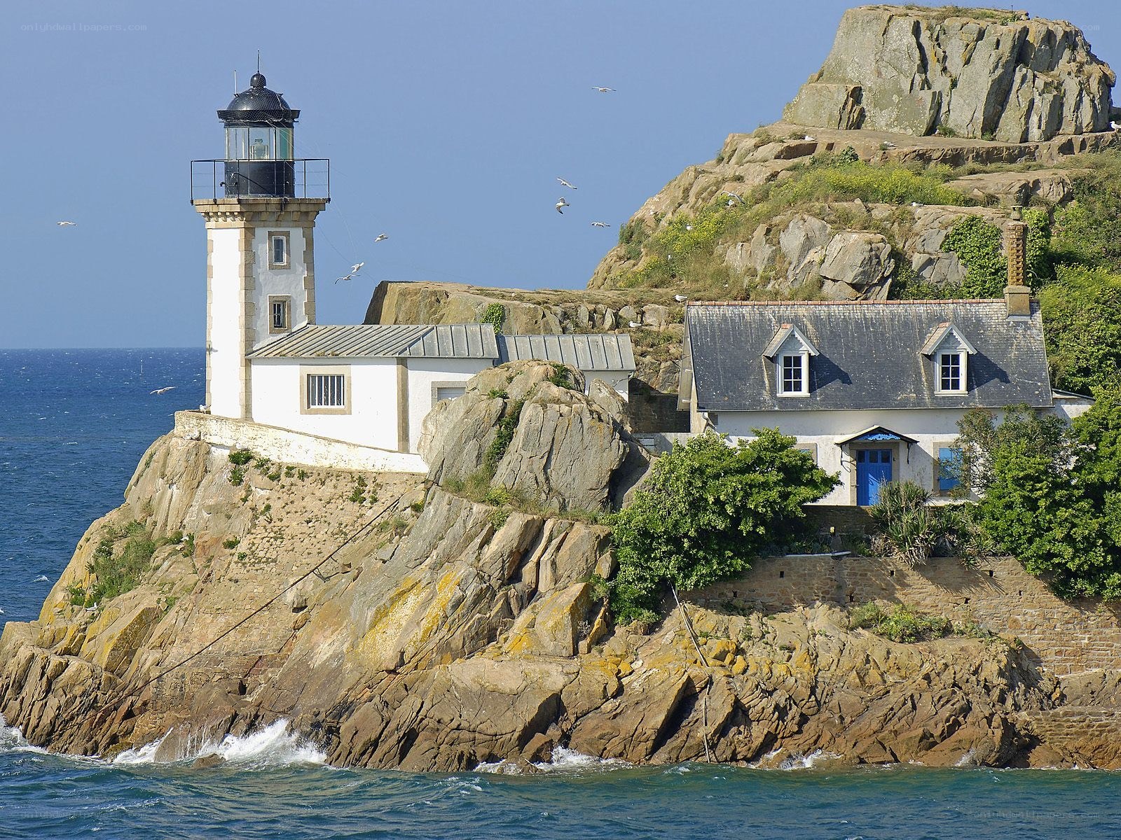 lighthouse on rocky island