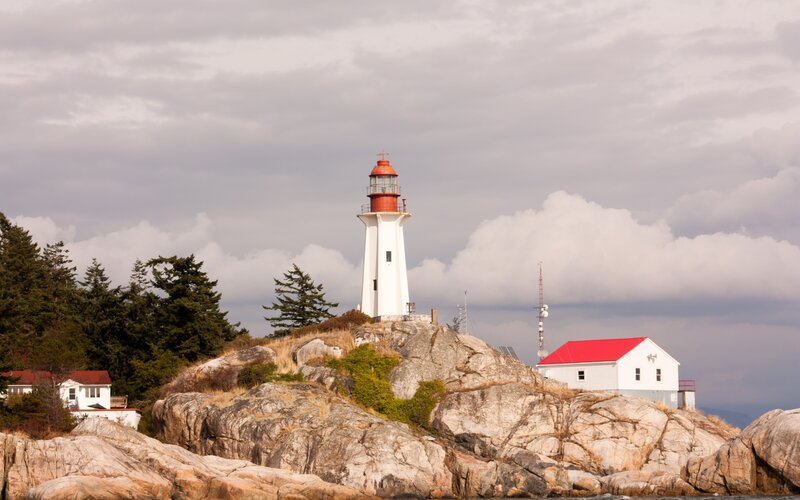 Lighthouse on rocky island