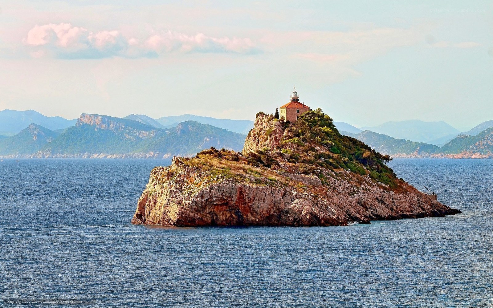 Lighthouse on rocky island