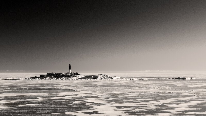 Lighthouse on Rocky Island — Black, Desolate