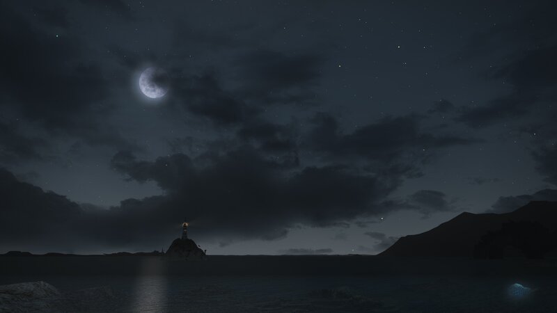 Lighthouse on Rocky Island — Black, Serene