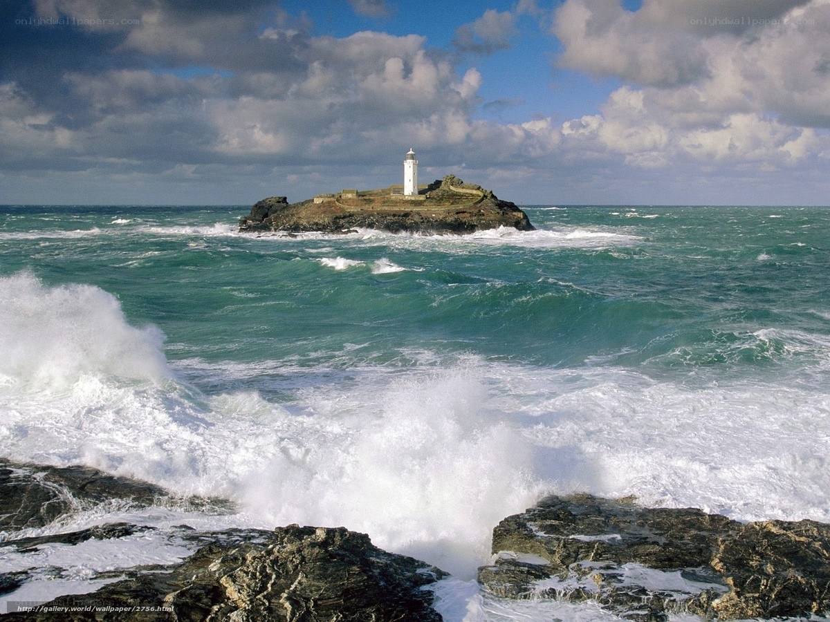 Lighthouse on rocky island