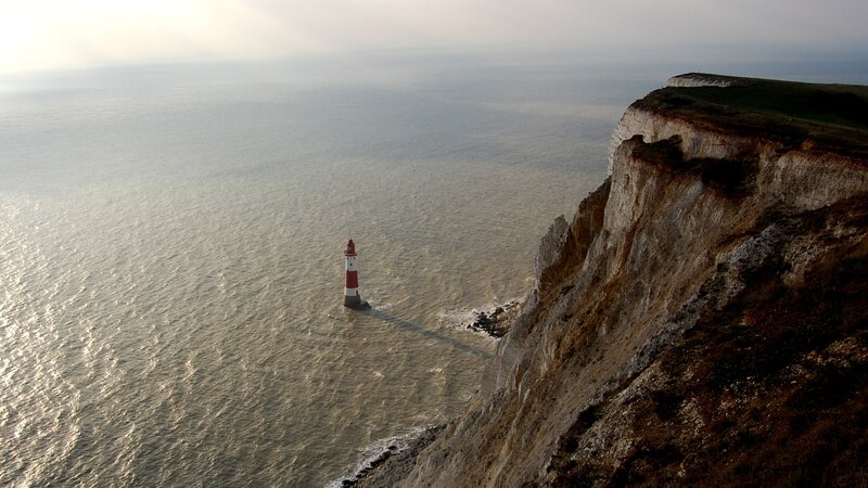 Lighthouse on Rocky Outcrop — White